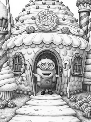 Minion in the ice cream castle coloring pages