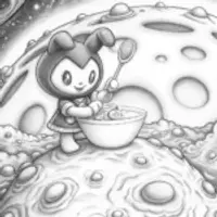 Kuromi baking on the moon