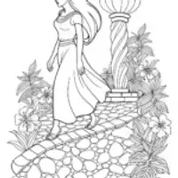 Jasmine walking on a petal path