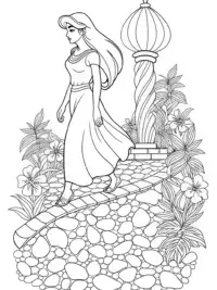 Jasmine walking on a petal path