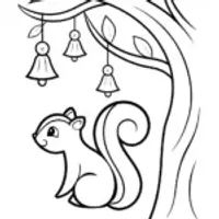 Squirrel with whimsical wind chimes