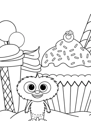 Huggy Wuggy in ice cream land coloring pages