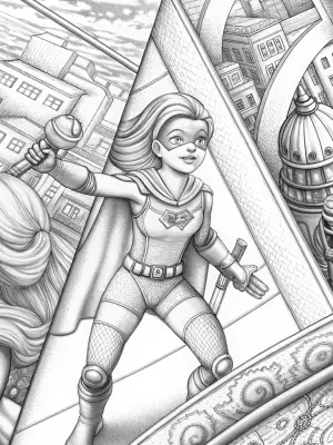 Barbie’s superhero comic adventure coloring pages