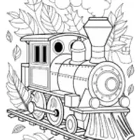 Whimsical train in autumn