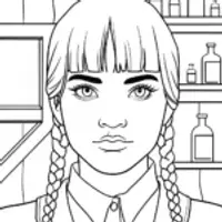 Wednesday Addams in a quill shop