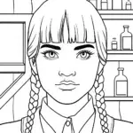 Wednesday Addams in a quill shop