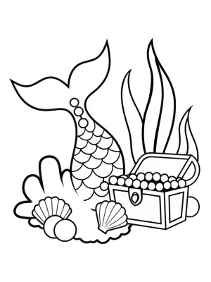 Little Mermaid treasure hunt coloring pages