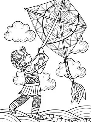 Zephyr flying a kite coloring pages