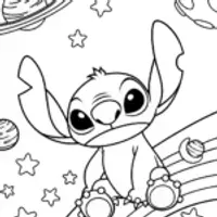 Stitch bouncing in a cosmic playground