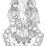 Anime guardians at a bonfire