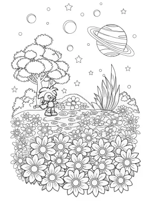 Super Sonic in a cosmic garden coloring pages
