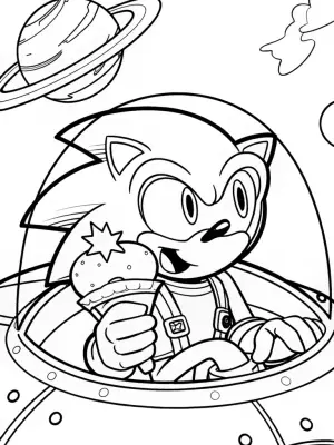 Sonic making ice cream in space coloring pages