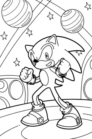 Sonic dancing in a cosmic arena coloring pages