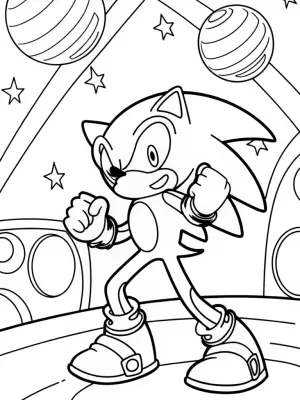 Sonic dancing in a cosmic arena coloring pages