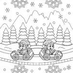 Mario and Luigi racing in winter