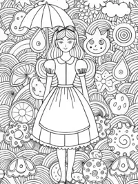 Alice with whimsical weather creatures