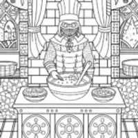 Ninja chef in a magical kitchen