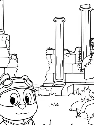 Captain Barnacles exploring ruins coloring pages