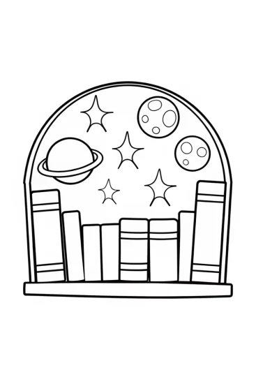 A coloring page of Bowser the cosmic librarian