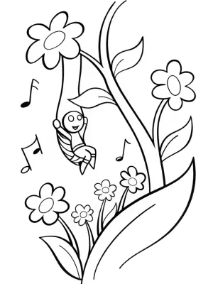Miles Morales in a musical garden coloring pages