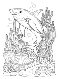 Shark underwater fashion show