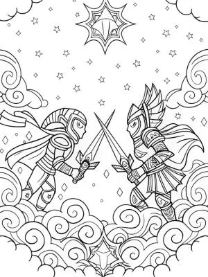 League of Legends celestial battle coloring pages