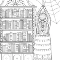 Spider librarian organizing books
