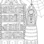 Spider librarian organizing books