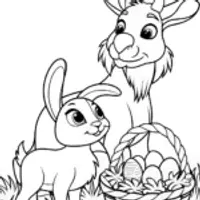 Bunny and goat Easter egg hunt