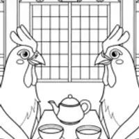 Chickens at a tea ceremony