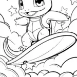 Charmander surfing in the sky