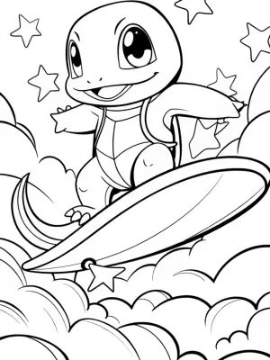 Charmander surfing in the sky coloring pages