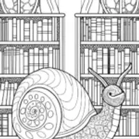 Shelly the snail in a library