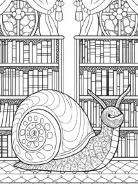 Shelly the snail in a library