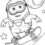 Minion skateboarding in space