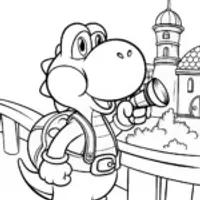 Yoshi playing music in time travel