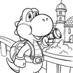 Yoshi playing music in time travel