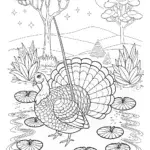 Turkey fishing in a magical pond