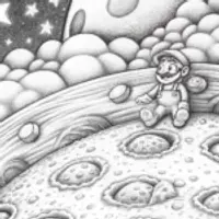 Luigi baking on the moon