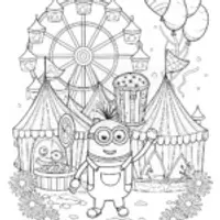Minion juggling food at carnival