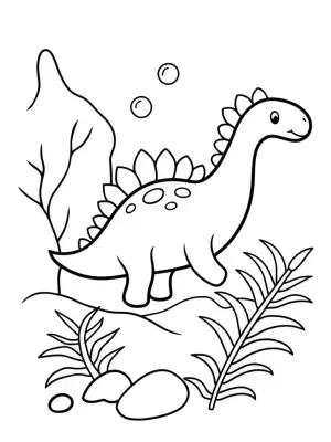 Dinosaur underwater exploration coloring pages