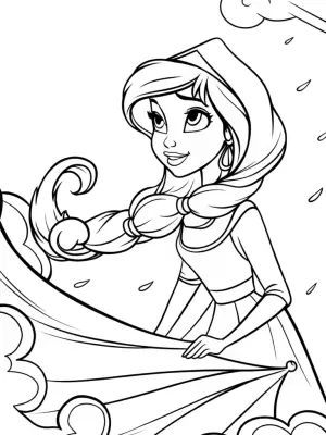 Jasmine creating magical weather coloring pages
