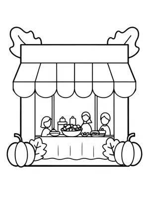 Thanksgiving celebration at the café coloring pages