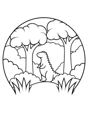 Godzilla as a forest guardian coloring pages
