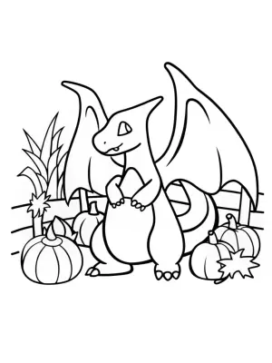 Charizard at the harvest festival coloring pages