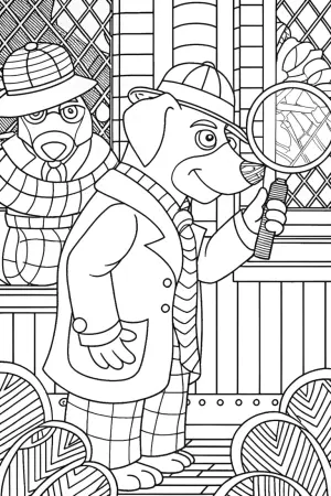Sherlock Paws solving a mystery coloring pages