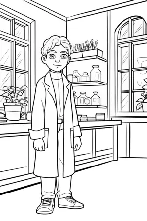 Miles Morales in a botanical lab coloring pages