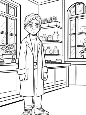 Miles Morales in a botanical lab coloring pages