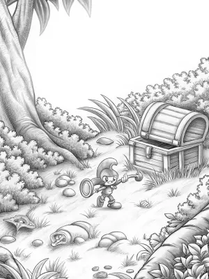 Super Sonic’s treasure hunt coloring pages