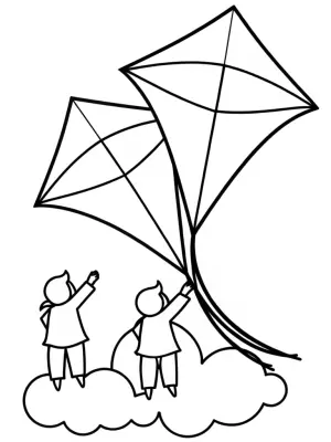 Rainbow High students flying kites coloring pages